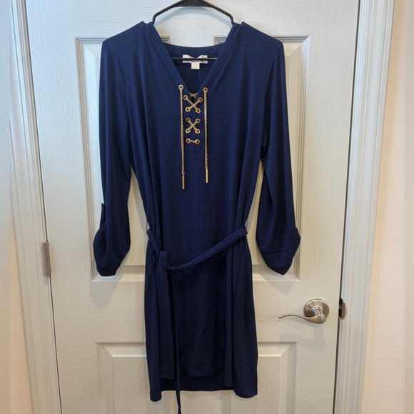 Michael Kors Dresses & Skirts - Michael Kors Deep Blue Lace-Up Long Sleeve Dress